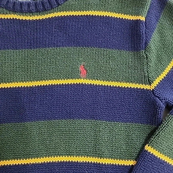 Boys Polo by Ralph Lauren Striped Knit Sweater, Blue/Green, Size 12/14, PreOwned - Picture 5 of 7